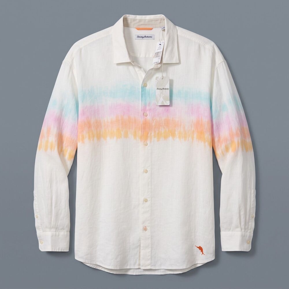 Tommy Bahama Shirt Mens 3XLB Sunrise Tides Linen Long Sleeve Tie Dye NWT